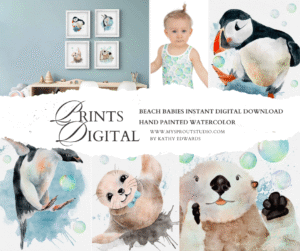 Beach Babies Collection Digital download nursery prints