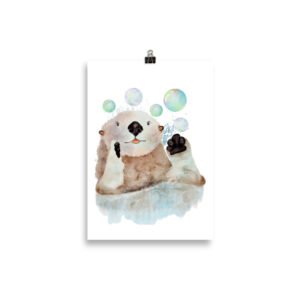sea otter with bubbles in watercolour