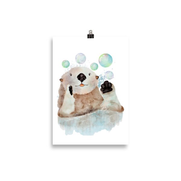 sea otter with bubbles in watercolour