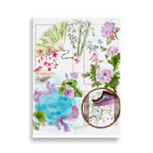 kiyomi poster Fine art watercolor print featuring Australian native flowers and birds, available from My Sprout Studio.
