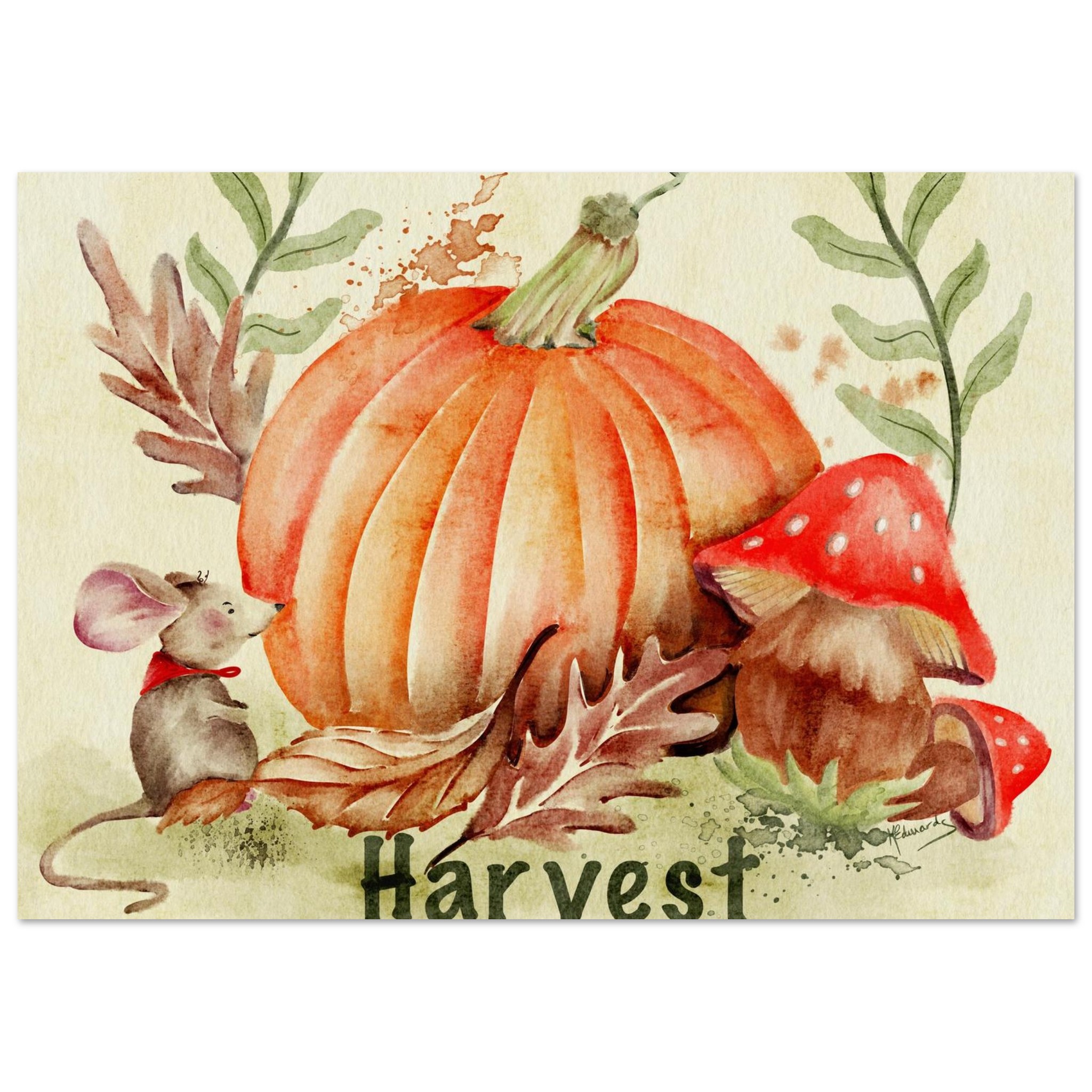 harvest mouse watercolourfine art poster 3f79dd4a-254d-4df2-aa25-6a433ce5396b