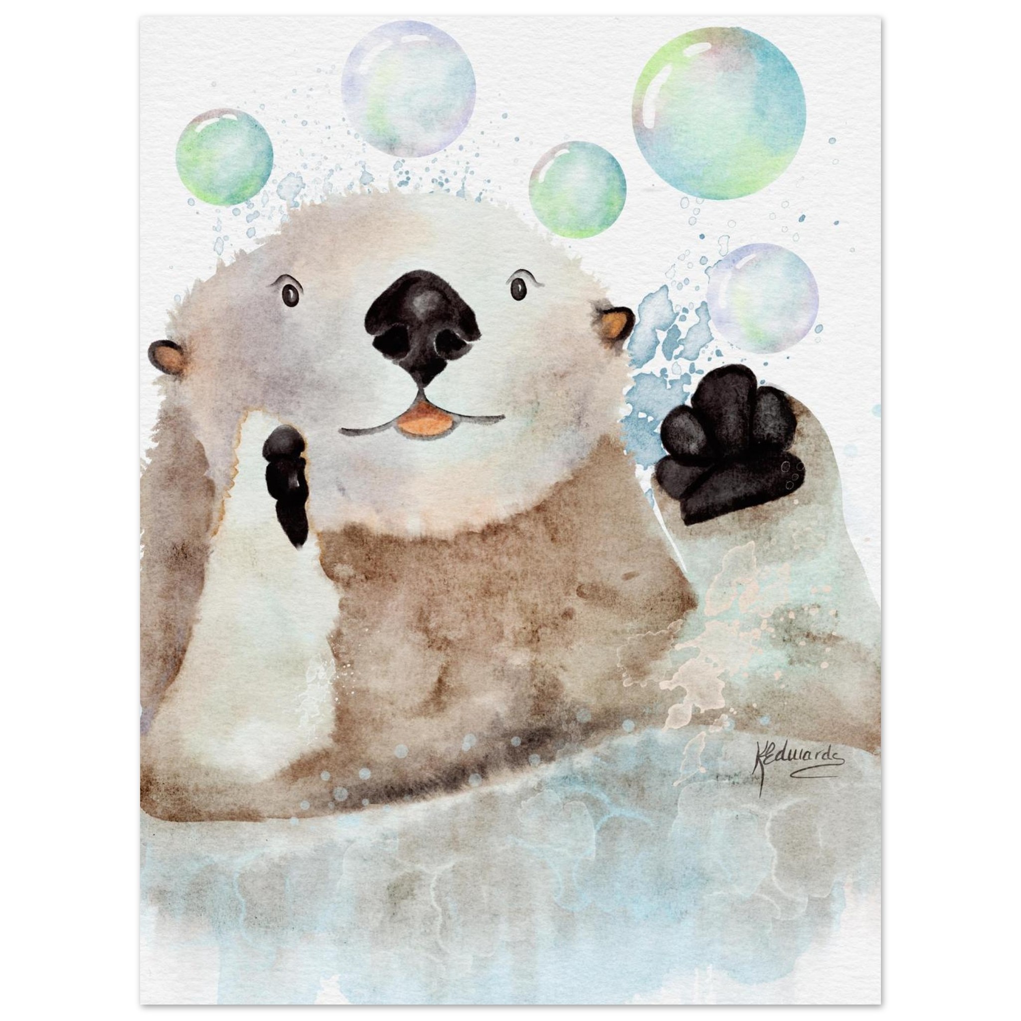 sea otter watercolour fine art poster 69b013c6-49de-4106-9460-7b7d03216185