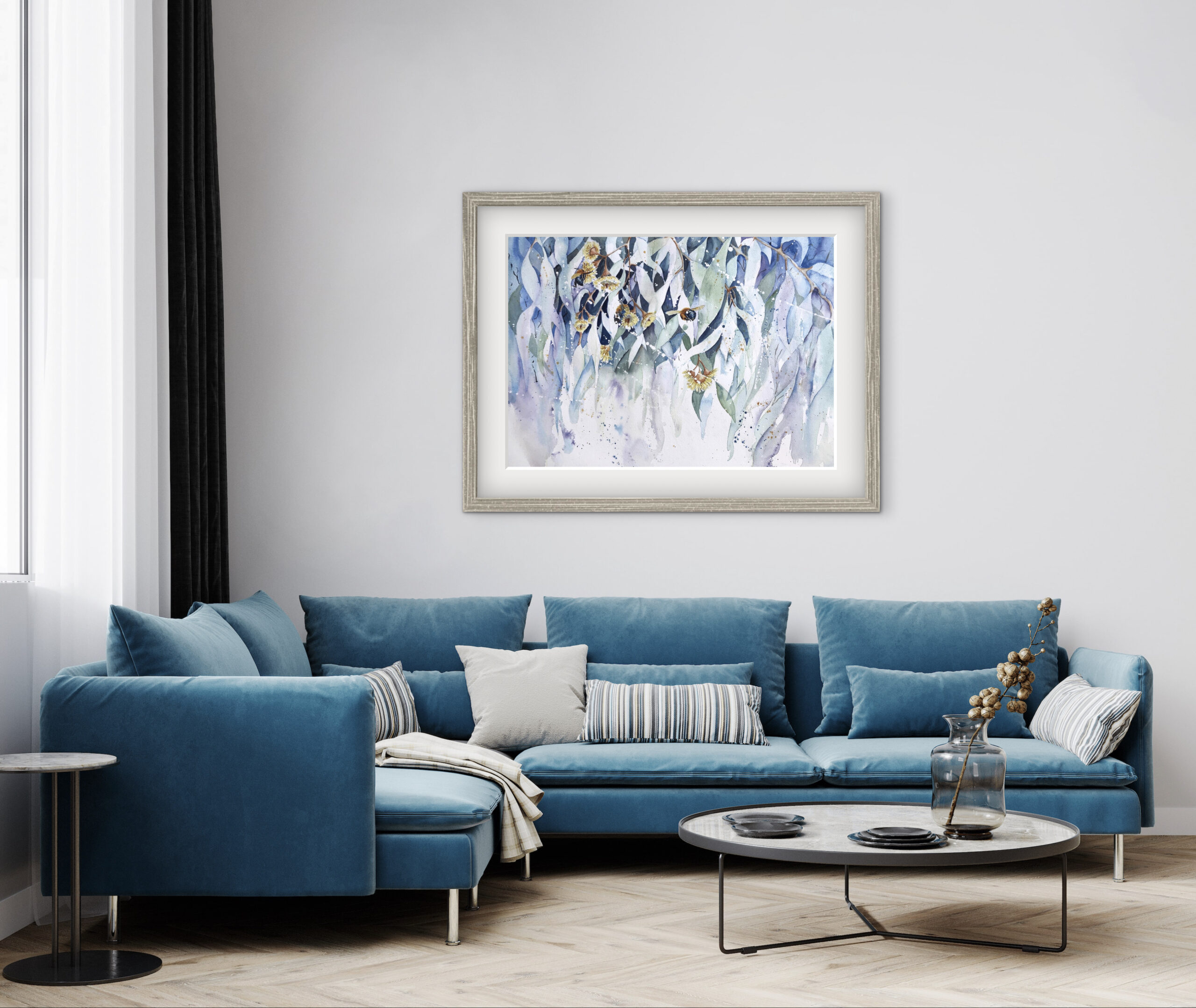 blue bees and gum trees watercolour fine art poster blue bees and gum trees watercolour fine art poster