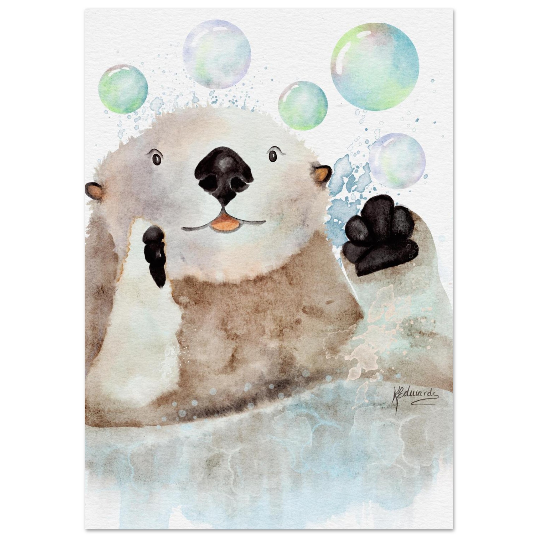 sea otter watercolour fine art poster da4915b4-7615-440c-bd4d-efce73b4dcfa