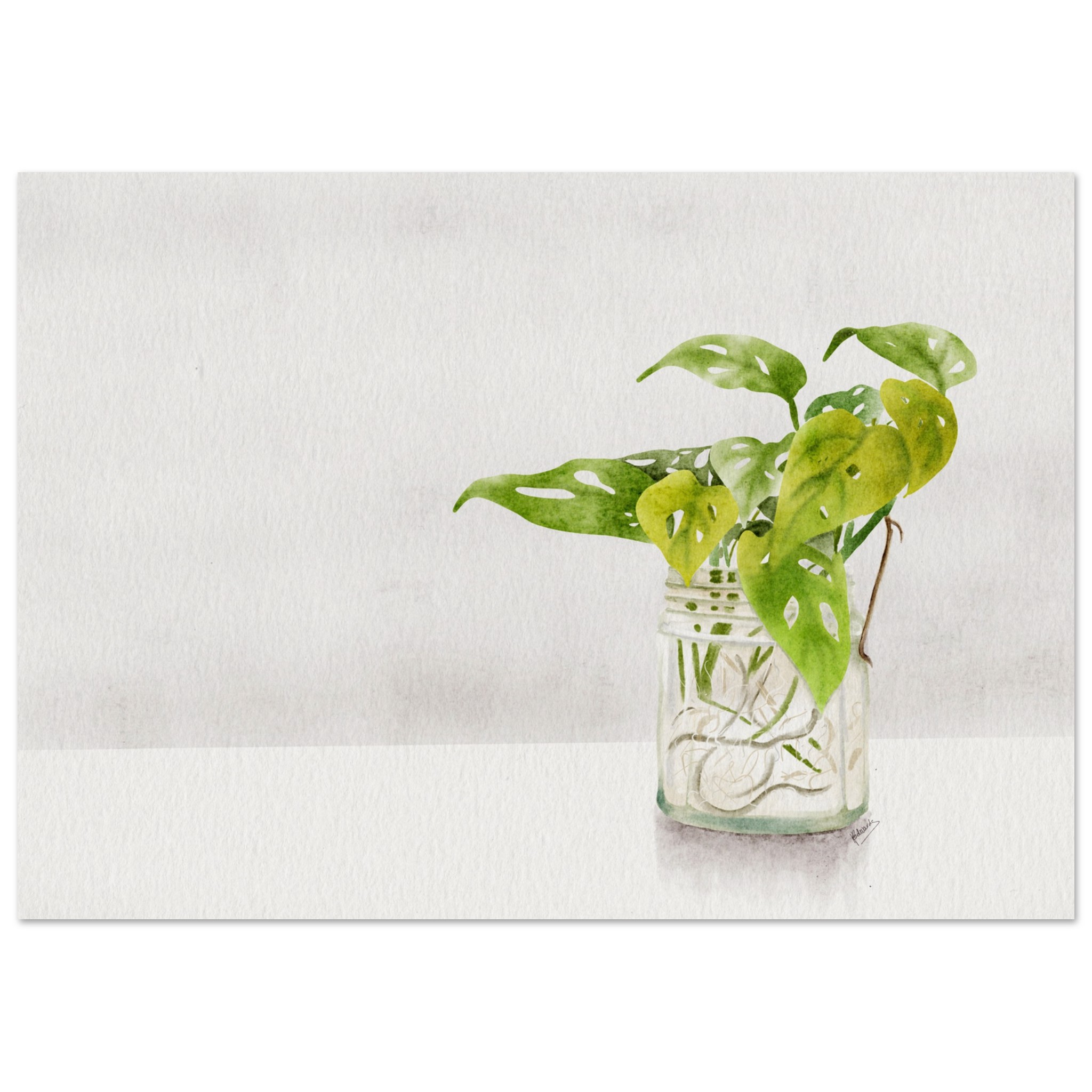 monstera swiss cheese watercolour art print – minimalist green houseplant in glass bottle | botanical wall art by my sprout studio 336cc88e-8986-46b7-9b31-928b9371ed6a