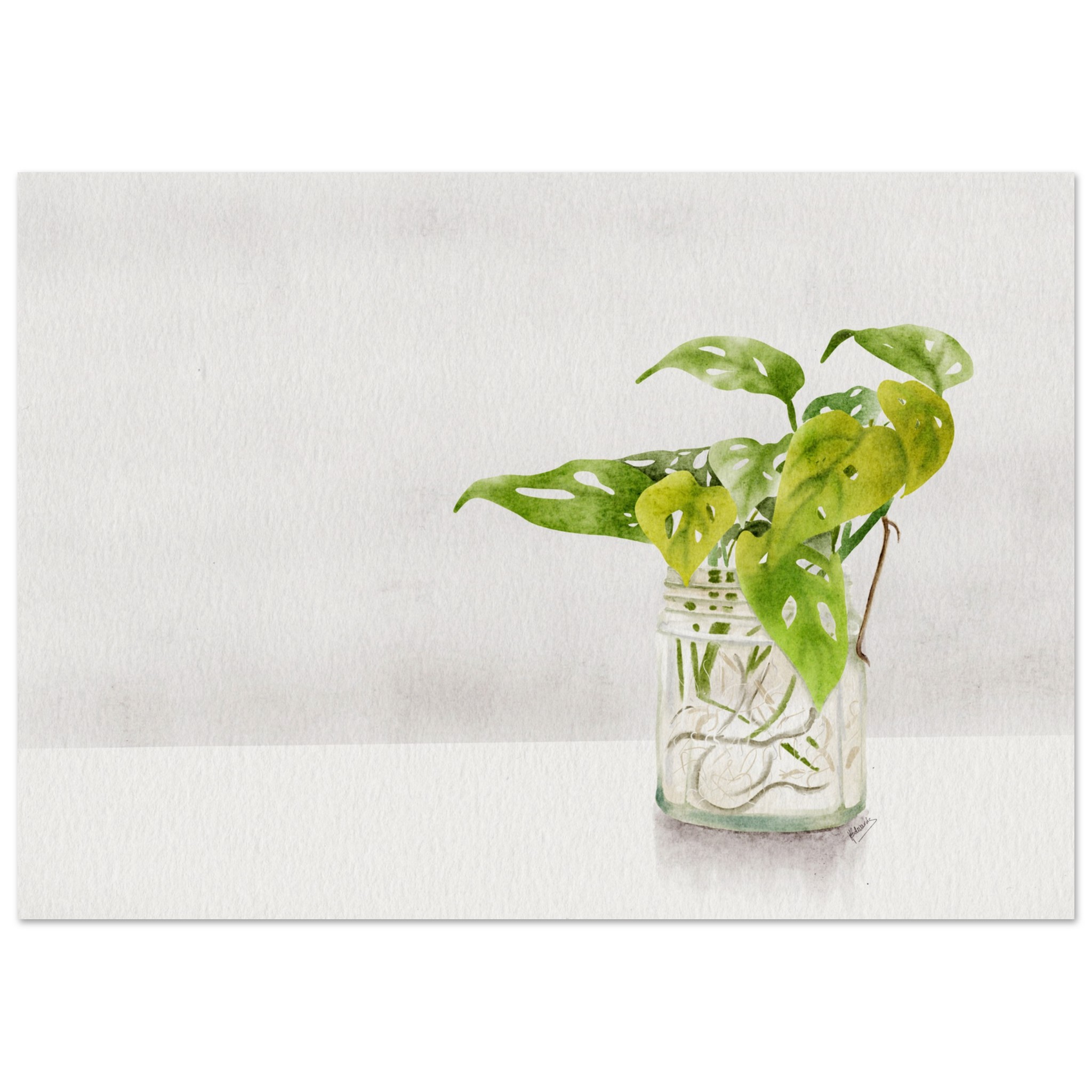 monstera swiss cheese watercolour art print – minimalist green houseplant in glass bottle | botanical wall art by my sprout studio 6cba9651-ca4a-4ba5-9bee-3f5f7713e509