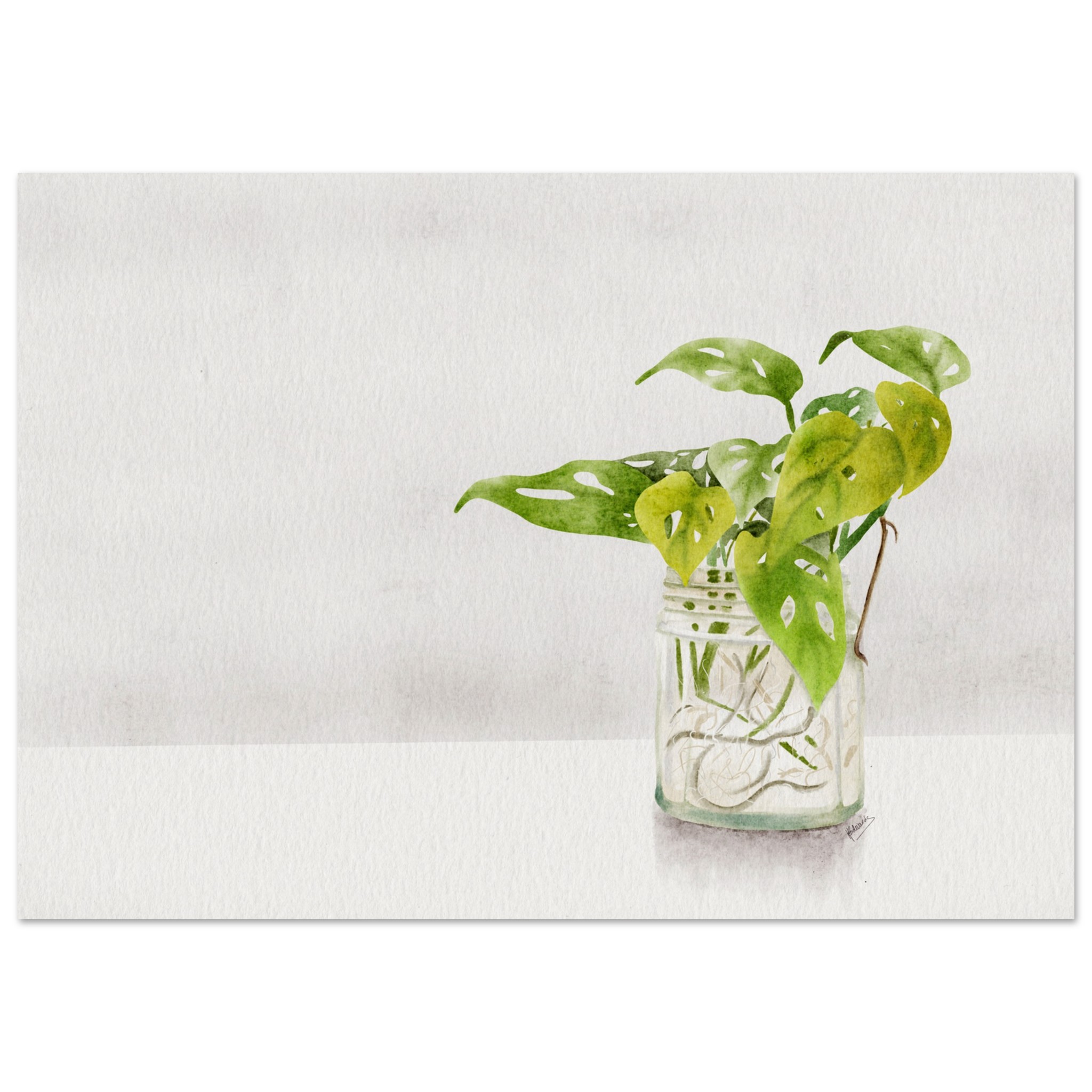 monstera swiss cheese watercolour art print – minimalist green houseplant in glass bottle | botanical wall art by my sprout studio dd76c8b0-a24e-4c2a-ae5c-1fd559dea72a